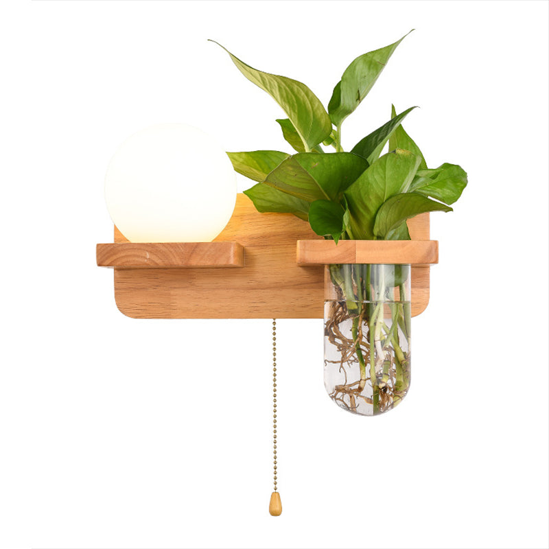 Modern Style Wall Light Fixture Wooden Wall Light Sconce without Plants for Bedroom