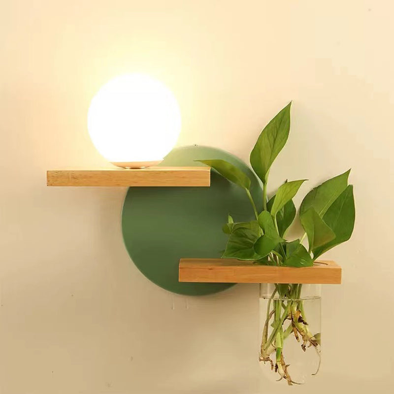 Modern Style Wall Light Fixture Wooden Wall Light Sconce without Plants for Bedroom