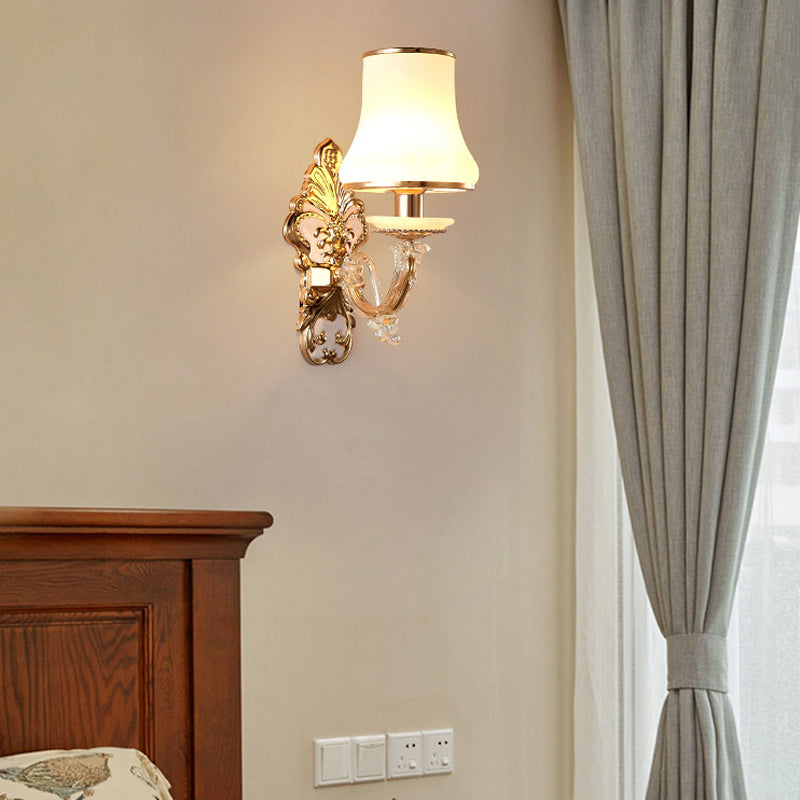 Modernist Wall Sconce Glass Wall Light Fixture in Gold for Living Room