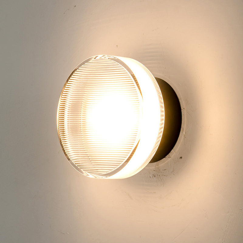 Round Interior LED Wall Mounted Sconce Clear Glass Wall Light in Black / Gold