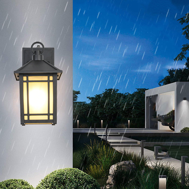 Geometric Shape Glass Wall Mount Light Industrial Style 1-Light Wall Light Sconce in Black