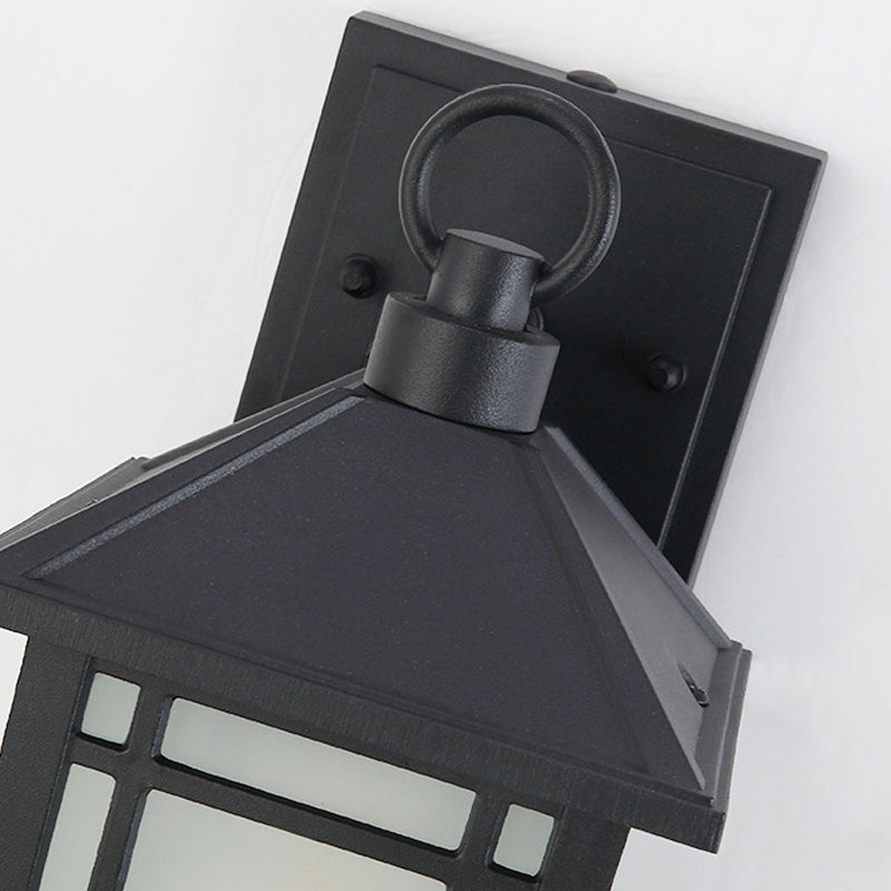 Geometric Shape Glass Wall Mount Light Industrial Style 1-Light Wall Light Sconce in Black