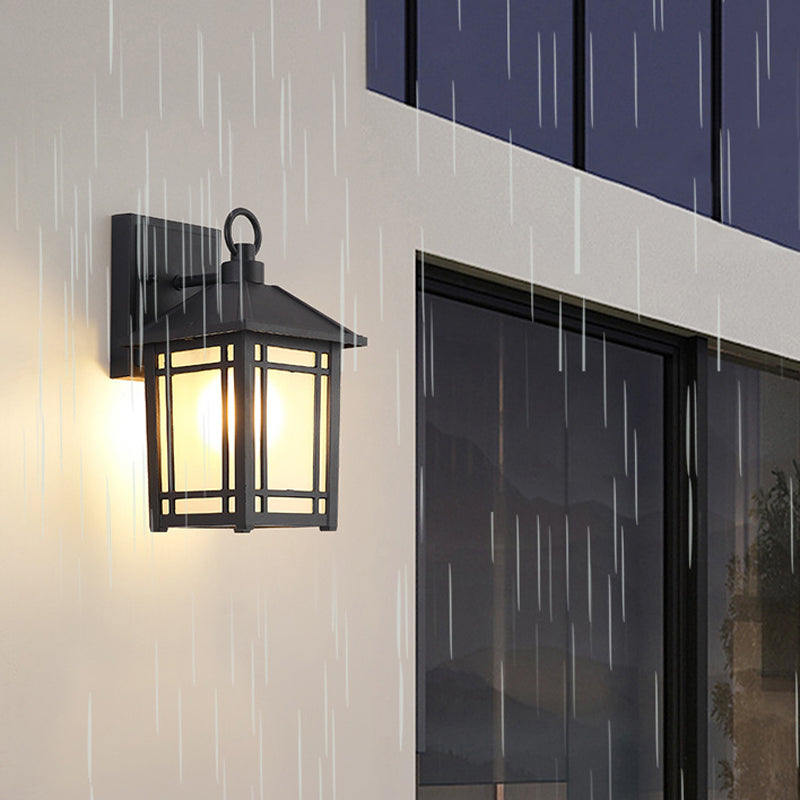 Geometric Shape Glass Wall Mount Light Industrial Style 1-Light Wall Light Sconce in Black