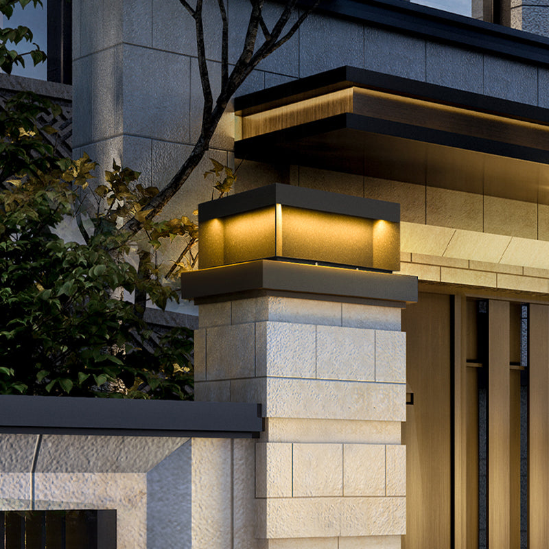 Modern Simple Outdoor Light Stainless Steel Solar Energy Pillar Lamp for Courtyard