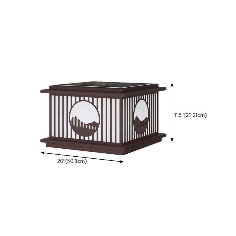 Metal Square Shape Outdoor Lights Modern Style 1 Light Solar Pillar Lamp in Black
