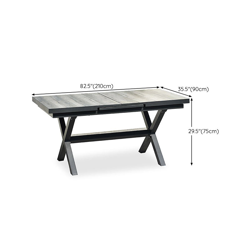 Gray Metal Industrial Dining Table Water Resistant Dining Table