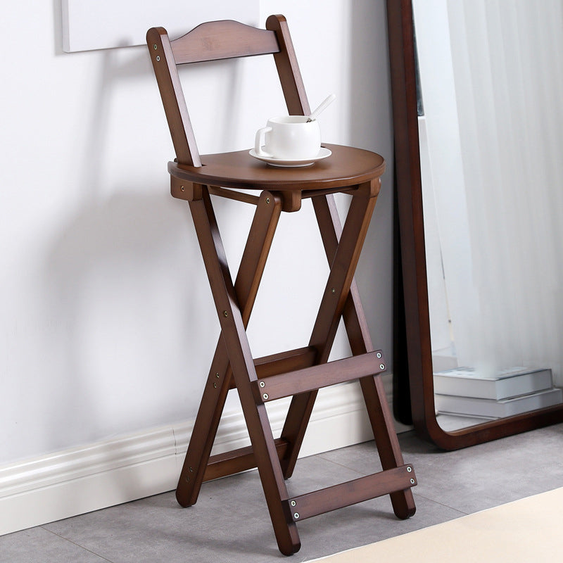 Solid Wood Dining Stools Contemporary Folding Bar Stools with Footrest