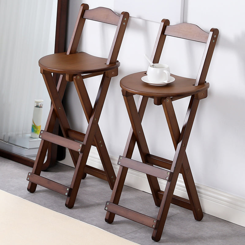 Solid Wood Dining Stools Contemporary Folding Bar Stools with Footrest
