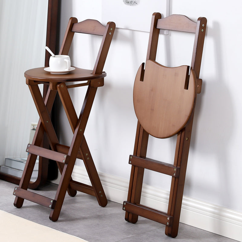 Solid Wood Dining Stools Contemporary Folding Bar Stools with Footrest