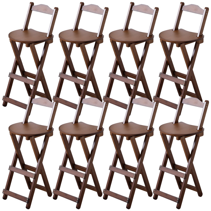 Solid Wood Dining Stools Contemporary Folding Bar Stools with Footrest