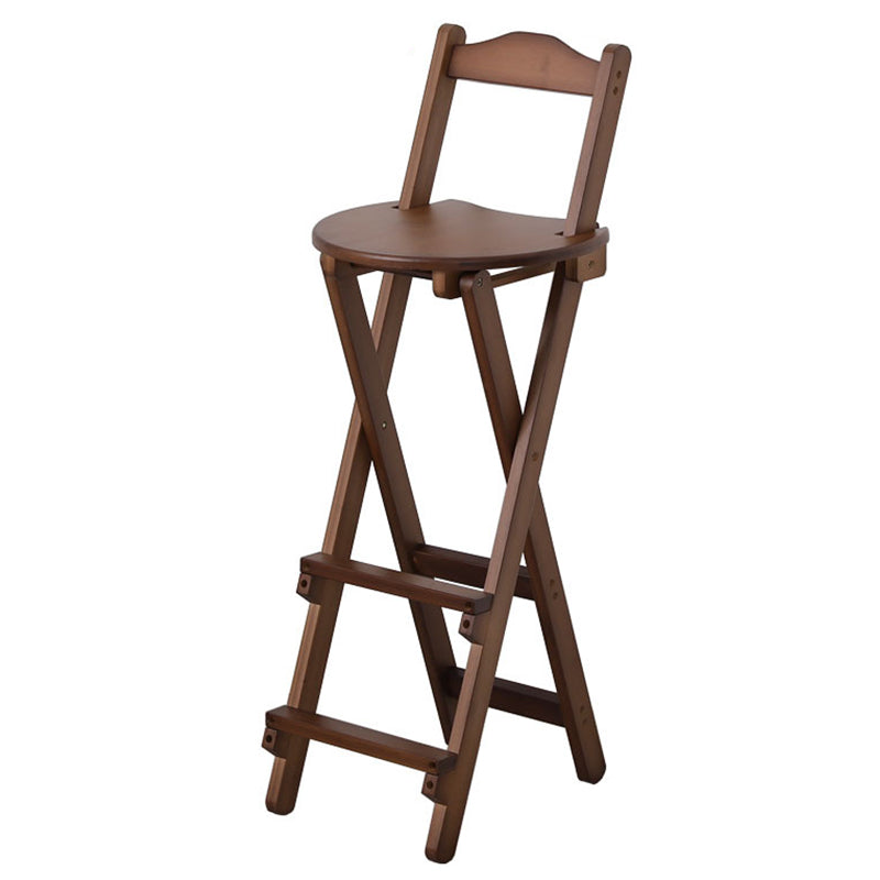 Solid Wood Dining Stools Contemporary Folding Bar Stools with Footrest