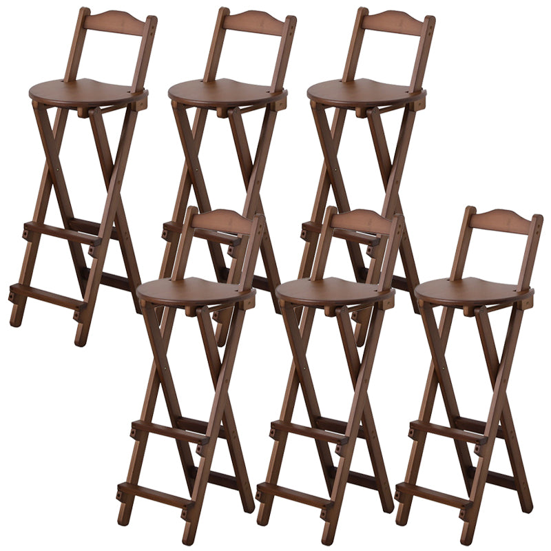 Solid Wood Dining Stools Contemporary Folding Bar Stools with Footrest