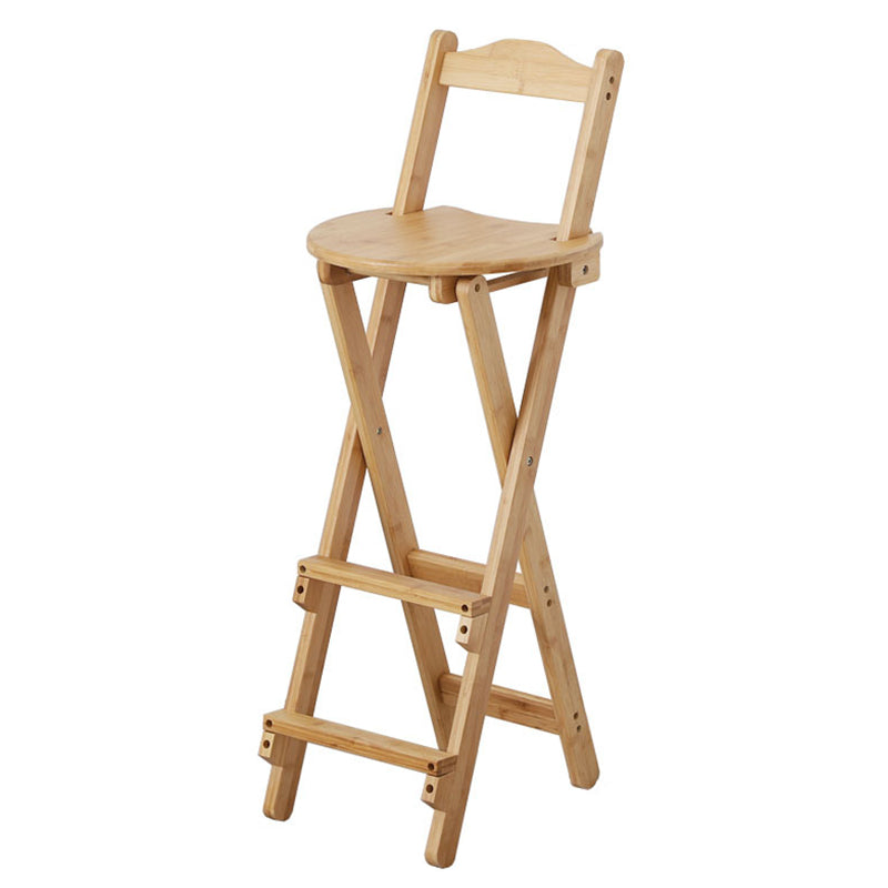 Solid Wood Dining Stools Contemporary Folding Bar Stools with Footrest