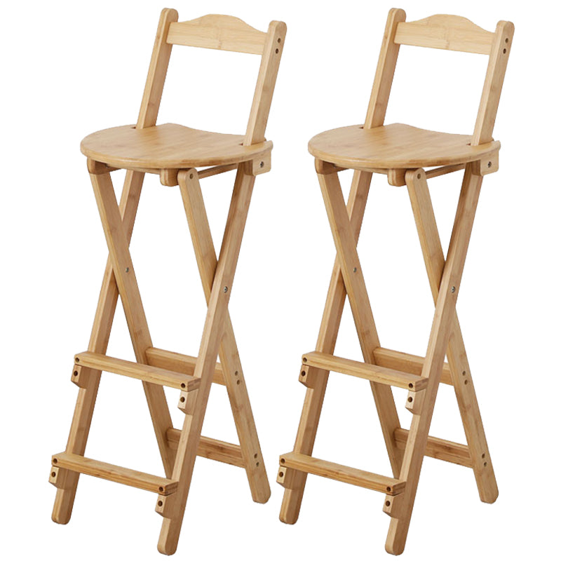 Solid Wood Dining Stools Contemporary Folding Bar Stools with Footrest