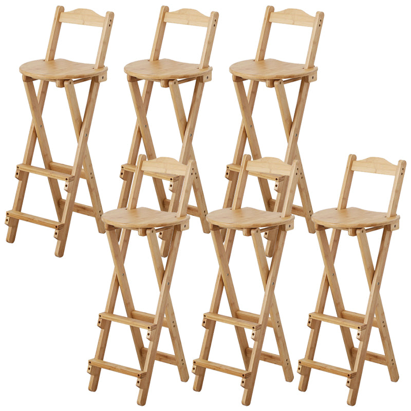 Solid Wood Dining Stools Contemporary Folding Bar Stools with Footrest