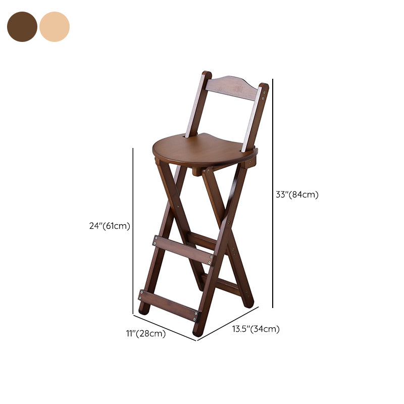 Solid Wood Dining Stools Contemporary Folding Bar Stools with Footrest