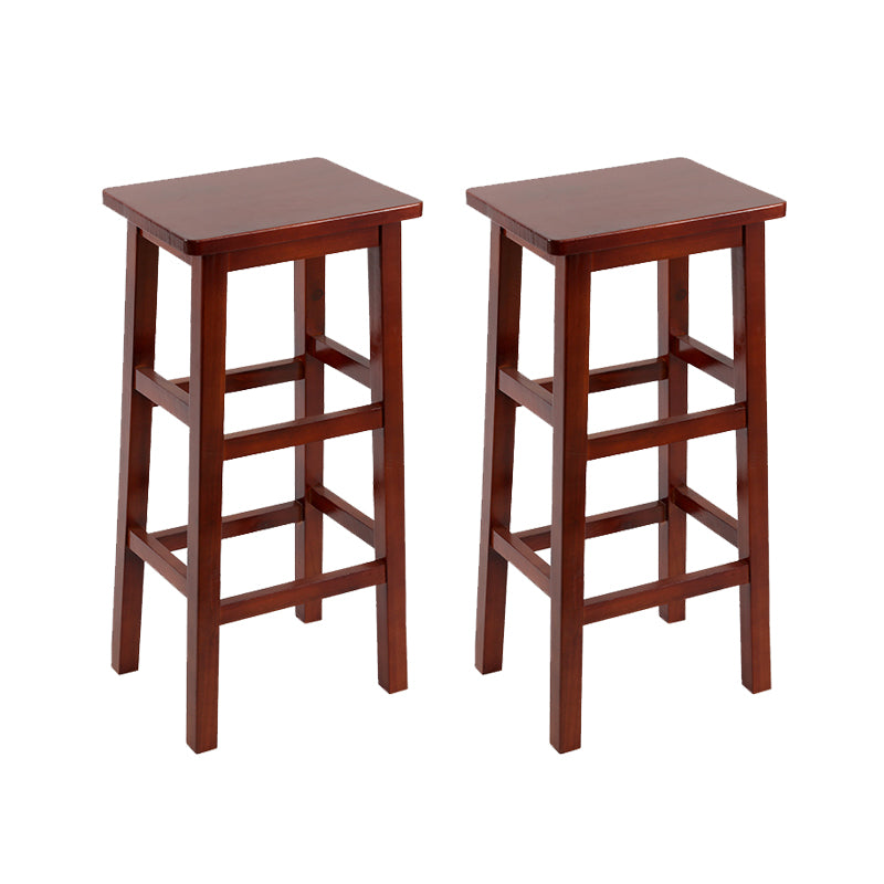 Solid Wood Bar Stool Footrest Armless Counter Stool for Dining Room