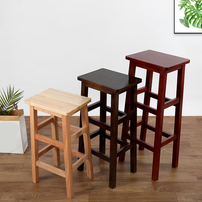Solid Wood Bar Stool Footrest Armless Counter Stool for Dining Room