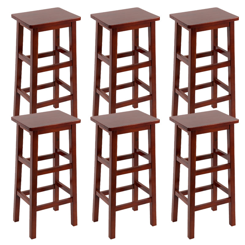 Solid Wood Bar Stool Footrest Armless Counter Stool for Dining Room
