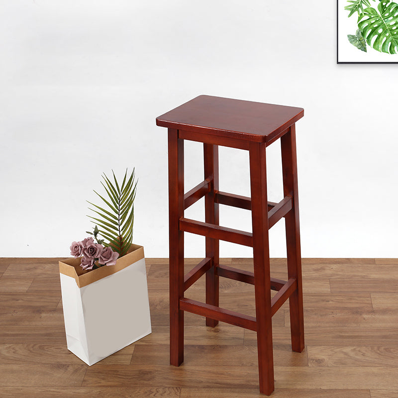Solid Wood Bar Stool Footrest Armless Counter Stool for Dining Room