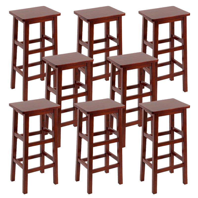 Solid Wood Bar Stool Footrest Armless Counter Stool for Dining Room