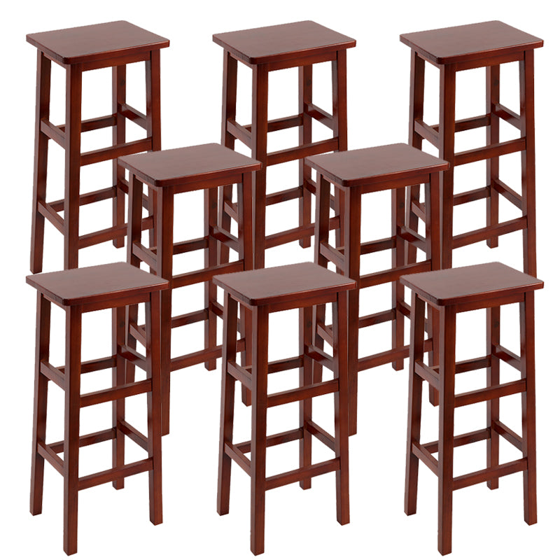 Solid Wood Bar Stool Footrest Armless Counter Stool for Dining Room