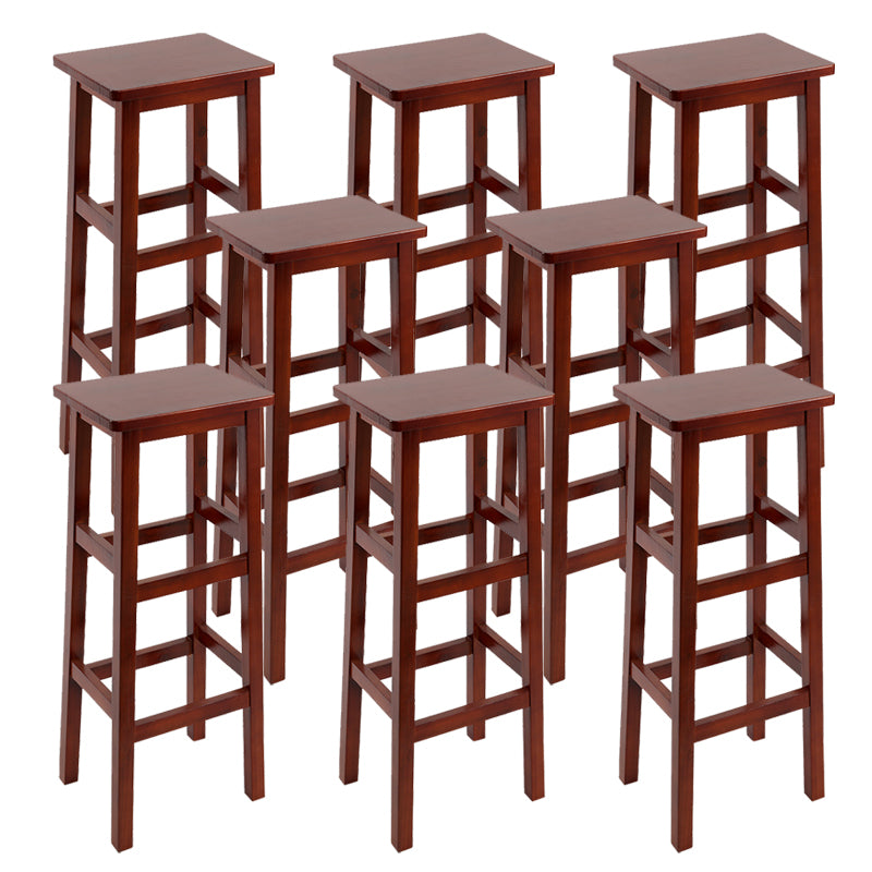 Solid Wood Bar Stool Footrest Armless Counter Stool for Dining Room