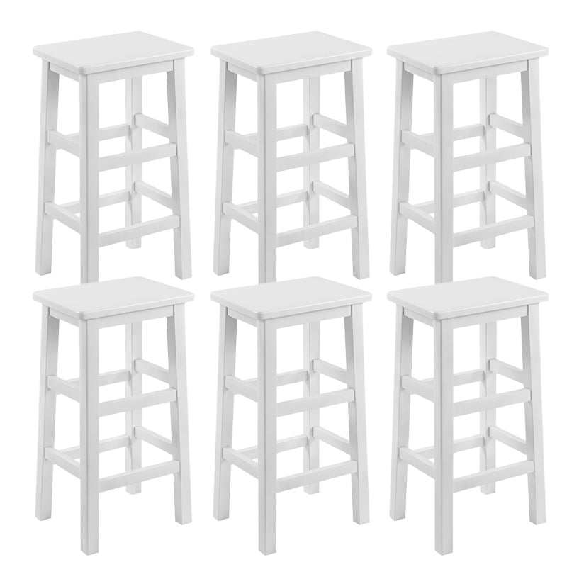 Solid Wood Bar Stool Footrest Armless Counter Stool for Dining Room