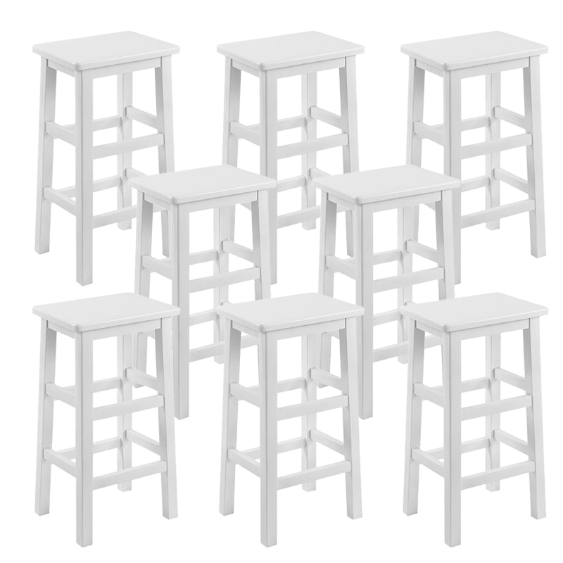 Solid Wood Bar Stool Footrest Armless Counter Stool for Dining Room