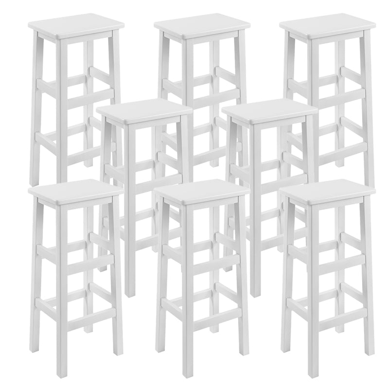 Solid Wood Bar Stool Footrest Armless Counter Stool for Dining Room