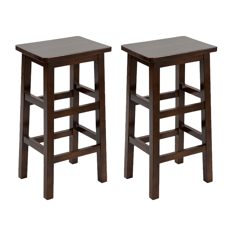 Solid Wood Bar Stool Footrest Armless Counter Stool for Dining Room