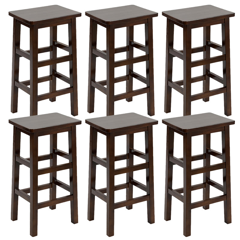 Solid Wood Bar Stool Footrest Armless Counter Stool for Dining Room