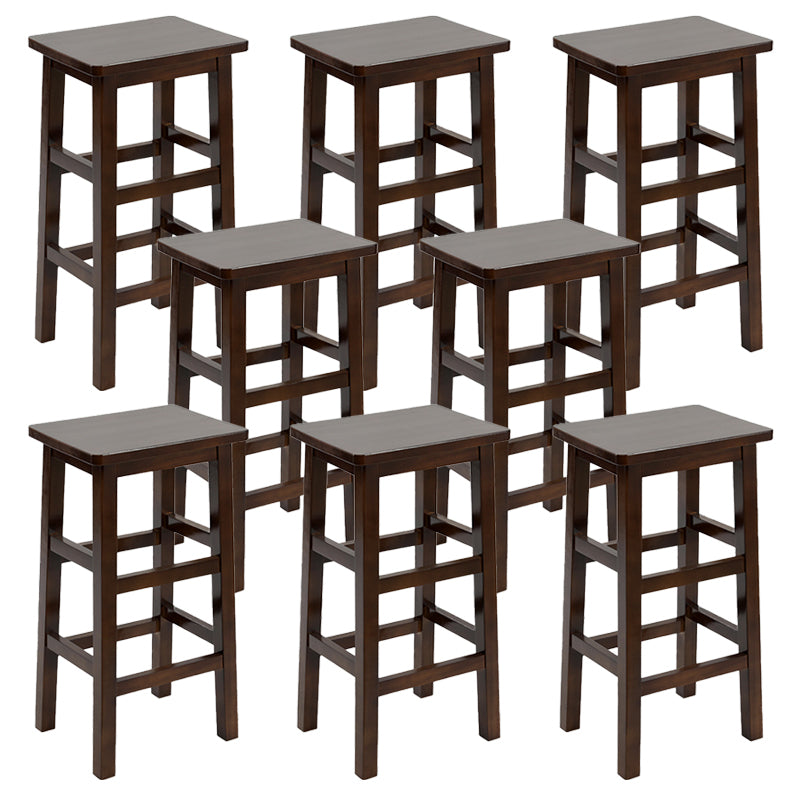 Solid Wood Bar Stool Footrest Armless Counter Stool for Dining Room