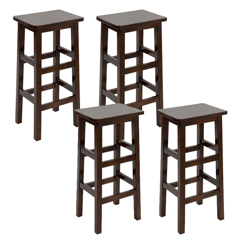 Solid Wood Bar Stool Footrest Armless Counter Stool for Dining Room