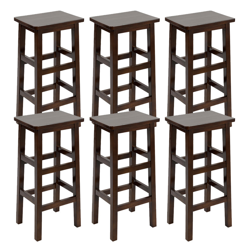 Solid Wood Bar Stool Footrest Armless Counter Stool for Dining Room