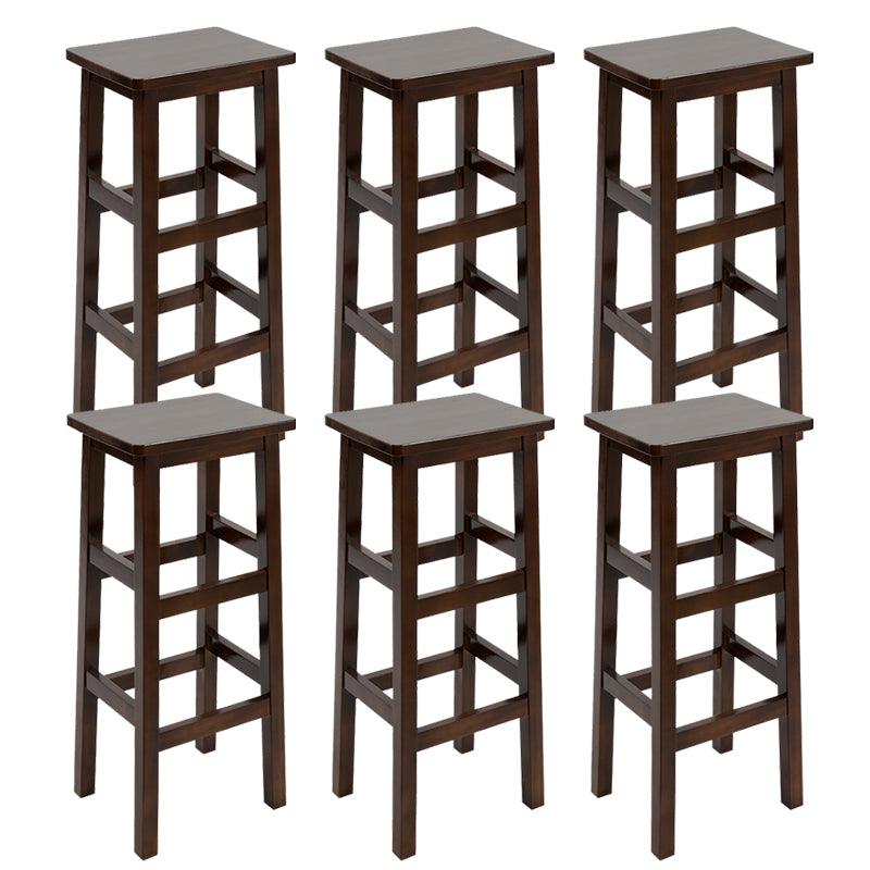 Solid Wood Bar Stool Footrest Armless Counter Stool for Dining Room