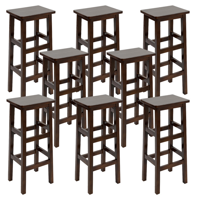 Solid Wood Bar Stool Footrest Armless Counter Stool for Dining Room