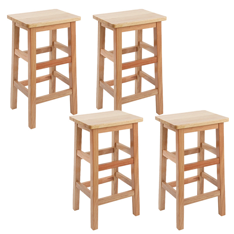 Solid Wood Bar Stool Footrest Armless Counter Stool for Dining Room