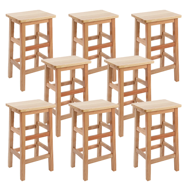 Solid Wood Bar Stool Footrest Armless Counter Stool for Dining Room