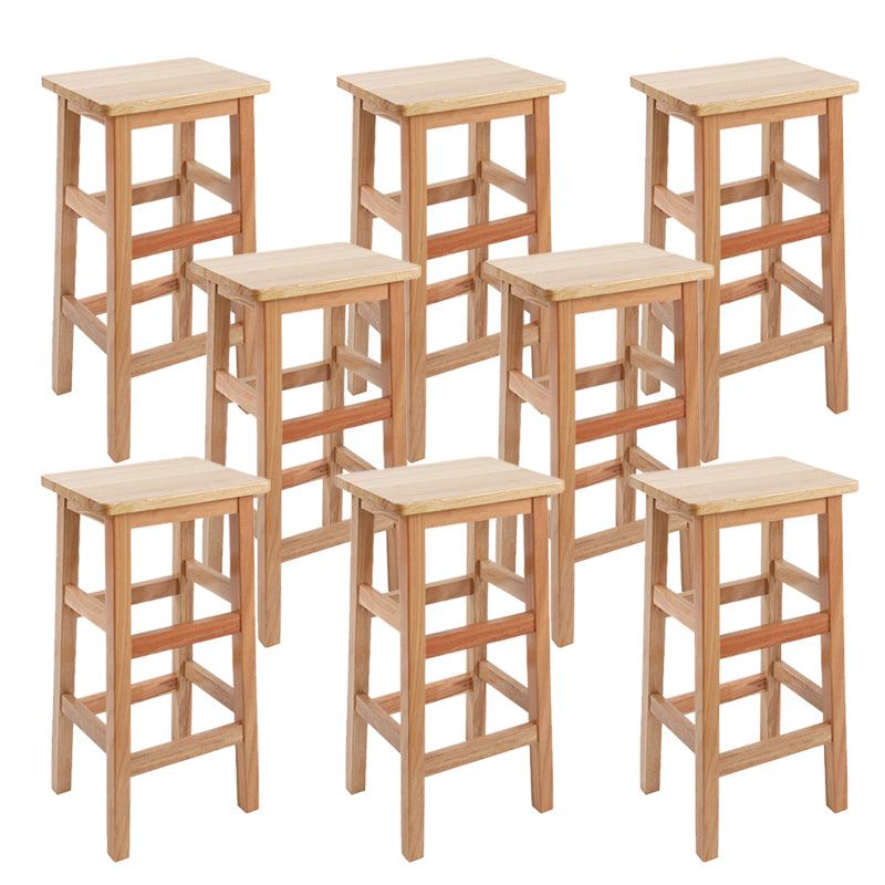 Solid Wood Bar Stool Footrest Armless Counter Stool for Dining Room
