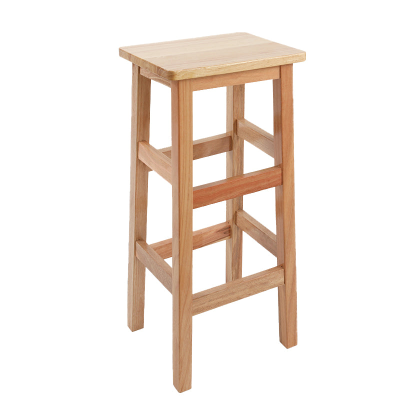 Solid Wood Bar Stool Footrest Armless Counter Stool for Dining Room