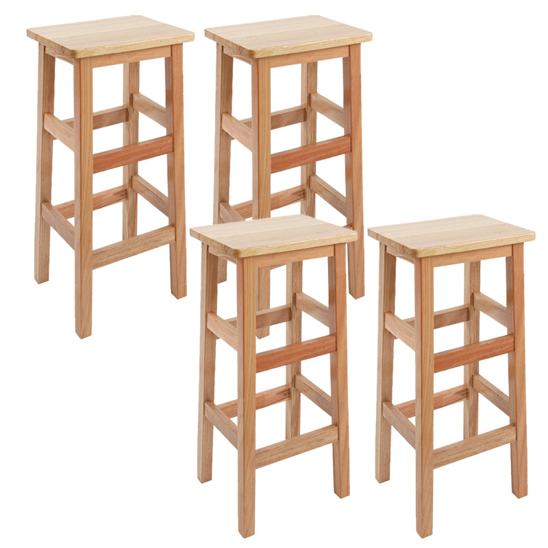 Solid Wood Bar Stool Footrest Armless Counter Stool for Dining Room