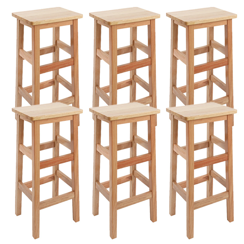 Solid Wood Bar Stool Footrest Armless Counter Stool for Dining Room