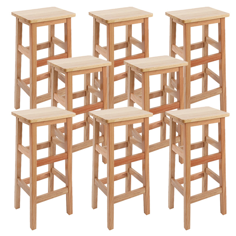 Solid Wood Bar Stool Footrest Armless Counter Stool for Dining Room