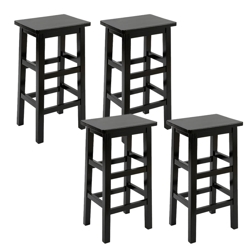 Solid Wood Bar Stool Footrest Armless Counter Stool for Dining Room