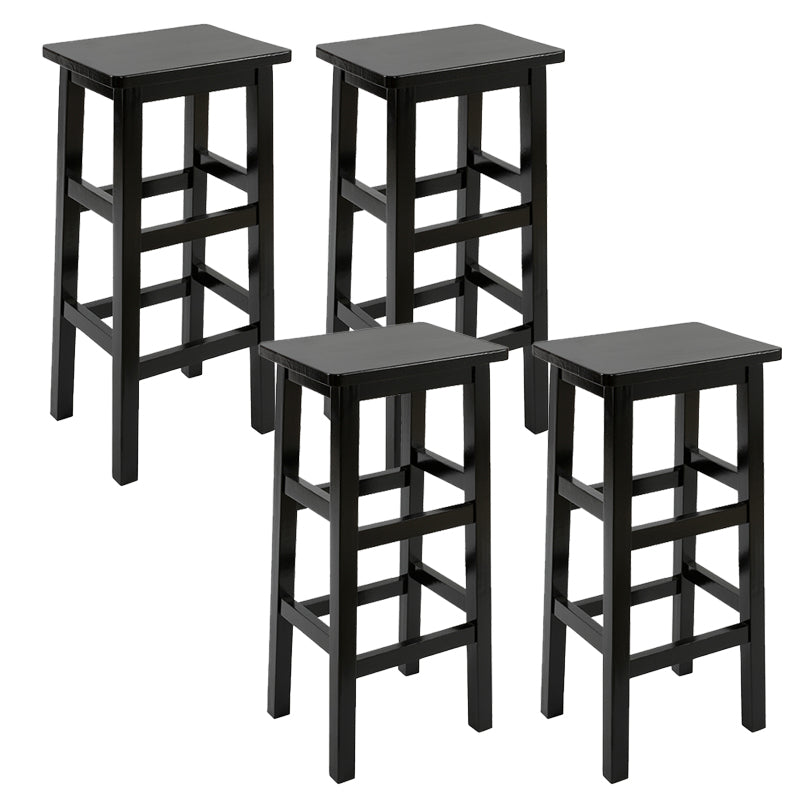 Solid Wood Bar Stool Footrest Armless Counter Stool for Dining Room