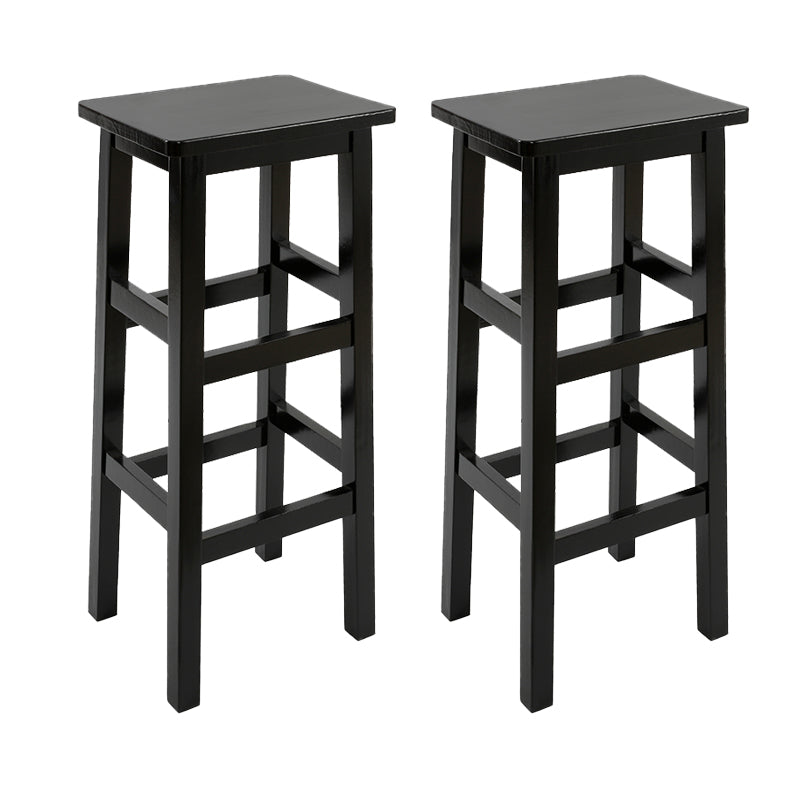 Solid Wood Bar Stool Footrest Armless Counter Stool for Dining Room