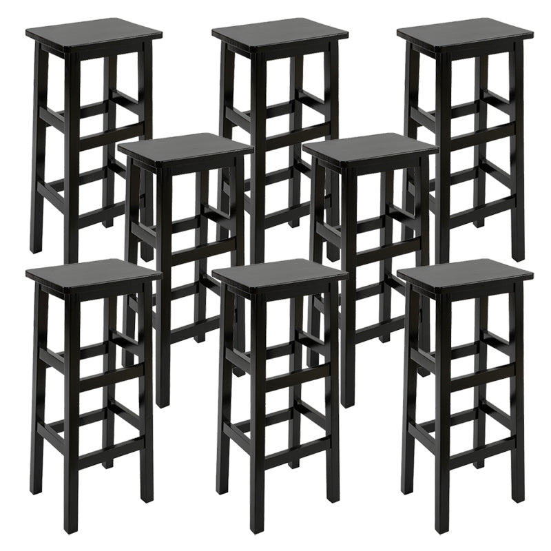 Solid Wood Bar Stool Footrest Armless Counter Stool for Dining Room