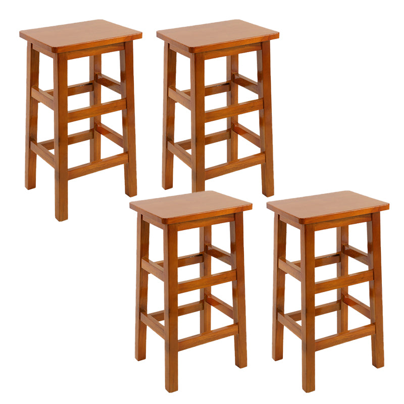 Solid Wood Bar Stool Footrest Armless Counter Stool for Dining Room