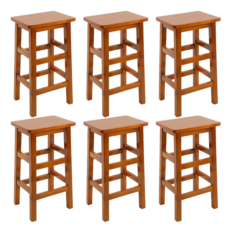 Solid Wood Bar Stool Footrest Armless Counter Stool for Dining Room
